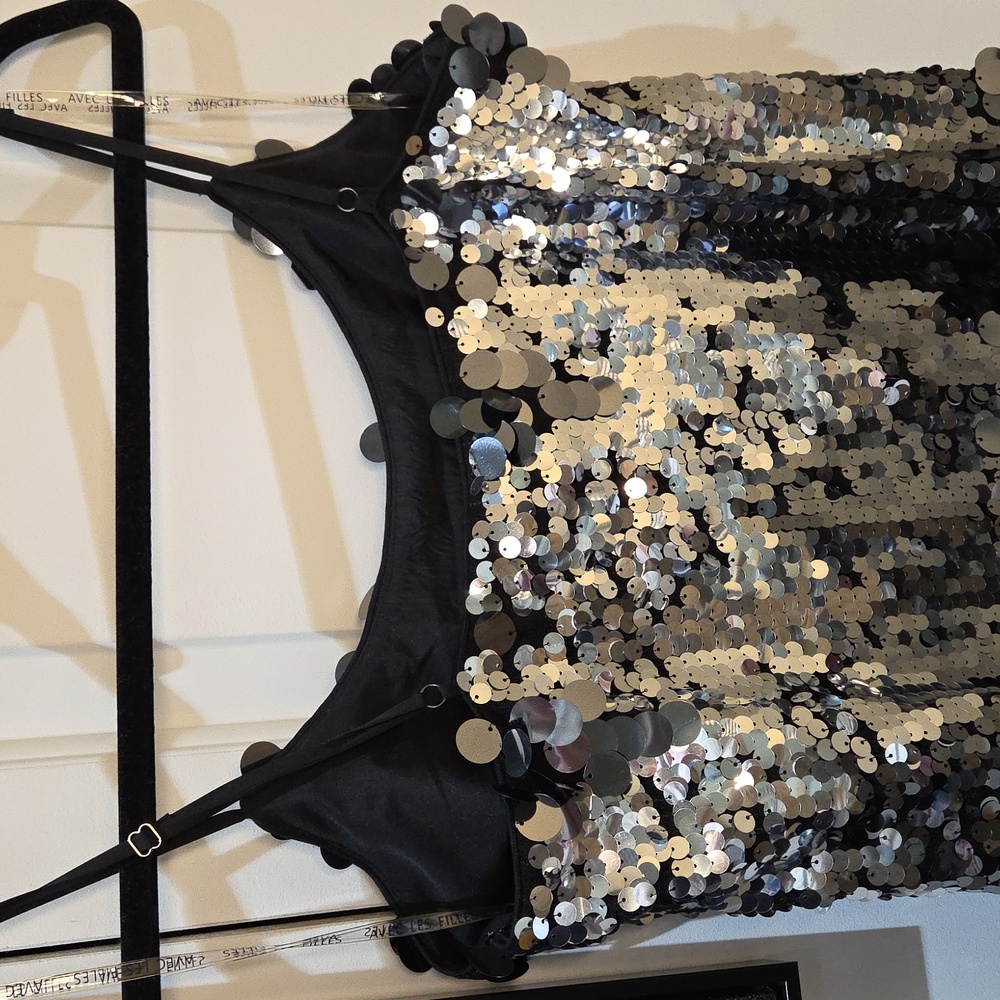 Nwt 14 Size Avec Les Filles Silver Sequin Midi Dress - Picture 11 of 16